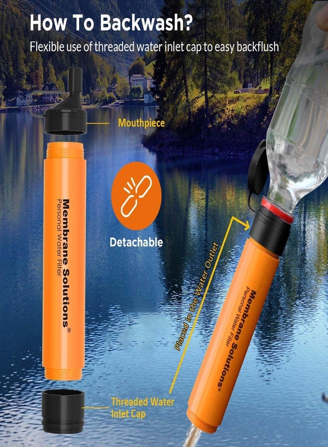 Membrane Solutions Personal Water Filter, Survival Filtration Straw Portable Gear, Emergency Preparedness, Supply for Drinking Hiking Camping Travel Hunting Fishing Team Family Outing (Orange, 1 Pack) - Image 5